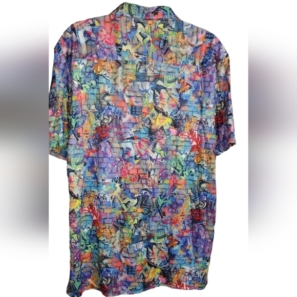 czc‎ graffiti men's polyester short sleeve button up shirt xl - Picture 4 of 7